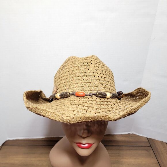 Panama Jack Brown Caribbean Hat w/ Beads - One Size - Picture 2 of 8